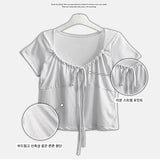 Efl shirring Lyron cropped short-sleeved T-shirt
