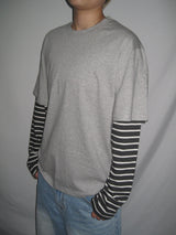 ストライプレイヤードロングスリーブTシャツ (3c)