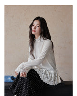 Romance Lace High-neck Knit Top