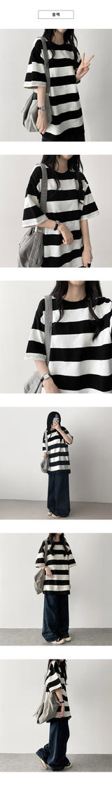 Dez Boxy Fit Stripe Dangara Short Sleeve T-shirt