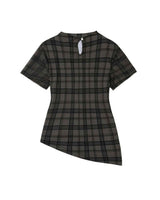 プレイドスモッキングTシャツ _ ブラック