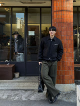 City wool one tuck wide pants