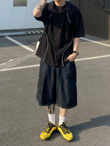 Linen Carpenter denim half pants 2C