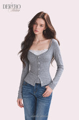 Ria lace layered cardigan long-sleeve  top