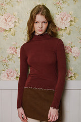Frill Basic Turtleneck [Wine]