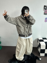 TERRY SHEEP🐑☁🤎HOODIE CARDIGAN JACKET 🤎💛🖤3COLOR