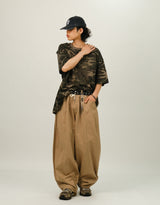 BEE Curved Line Pin-tuck Balloon Pants