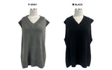 Deli V-neck overfit side slit knit vest (2 colors)