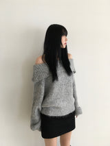 キャンドルオフショルダーニットウェア (3 colors)