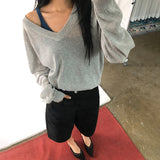 [Ahenty] linen V-neck see-through knitwear -5color
