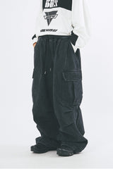 バルーンカーゴニーピンタックバンディングデニムパンツ