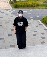 イリューネスレタリングオーバーサイズスプリットショートスリーブTシャツ