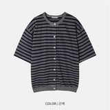 ダイストライプショートスリーブカーディガン (2 Colors)