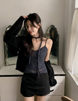 Leopard Sleeveless Blouse + Tie Set (2color)