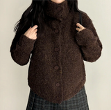 Hani cozy high neck button cardigan