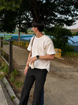 [A-T0235] スタッズワッフル半袖Tシャツ (4色)
