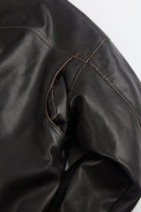 Fur lining leather blouson jumper