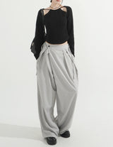Two-button Wrap Pants