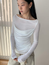 Melbourne shirred layered long-sleeve tee