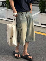 Fairy half cargo denim pants