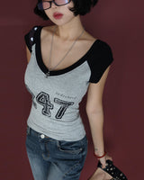 ナンバーラグアンドカラーレーションショートスリーブTシャツ