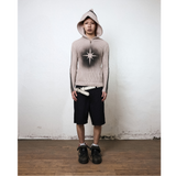 Sprayed Star Knit Hoodie(Beige)