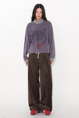 Striped plush base T-shirt
