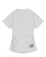 MERIA HENRY NECK RAGLAN SHIRRING HALF T (2COLOR)