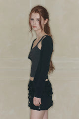 CUT-OUT LAYERED TEE black