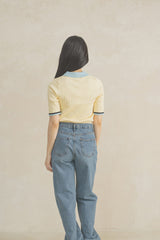 [MADE] Lemon and Blue Collar Short Sleeve Knit FREE