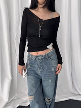 Accree V-neck sheer T-shirt