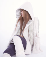 Fluffy hood muffler (ivory)