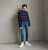 +5cm Middle Washing Dis Denim Pants (6141)