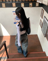 Bottom wave denim pants