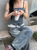 キッチュスリットワイドデニムパンツ