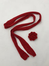 Red Rose pin + knit scarf