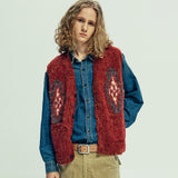 chimayo pattern brushed knit vest brick