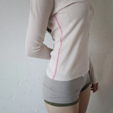 【MADE】pop stitch t, pink beige