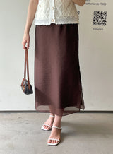 Corinne Layered Chiffon Slit Maxi Long Skirt