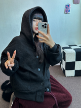 ミンクフリース🐑ビッグコーデュロイパッチバルーンパンツ❤🤍🖤🤎4カラー