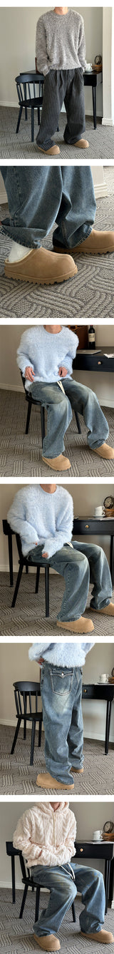 [F/W] Cable sheep hair hood knit(3color)