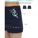 BETWEENAND “Deep-Sea Fairy Tale” Summer Navy Blue Polka-Dot Printed Skirt-Pants, Midi Skirt, and Shorts—Versatile and Slimming