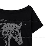 ニティ ホース プリント ワンショルダー ショートスリーブ