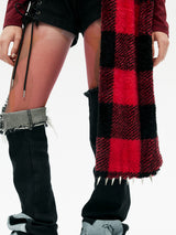 Emoha Red and black punk cat furry cat claws nails scarf