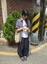 [unisex] ナユヒパープル半袖チェックシャツ