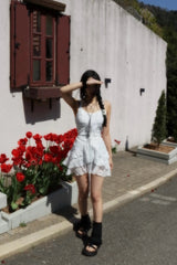 Hazle Cancan Ribbon Strap Sleeveless Mini Dress