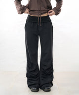 FOLDING SHIRRING PANTS - BLACK