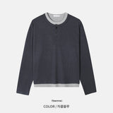 ヘンリーネックレイヤードクロップTシャツ
