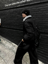 Shaggy Deep Black Winter Jumper + White Silver Black Fur