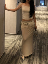 Jelly Shirring Long Skirt